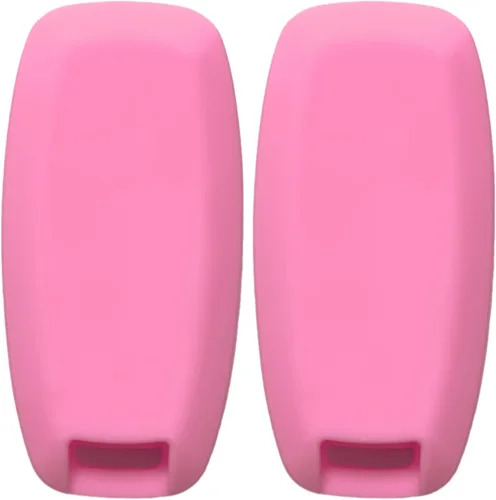Miniatura 2 de REPROTECTING Funda de goma de silicona para llavero compatible con Nissan Pathfinder Rogue (5 botones, rosa rosa)