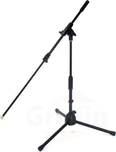 Miniatura 7 de GRIFFIN Soporte de micrófono corto (serie Low Profile-X) – Soporte de trípode para bombo, amplificadores de guitarra, escritorios de estudio, canto