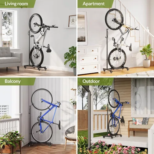 Miniatura 9 de Sttoraboks Soporte vertical de estacionamiento para bicicletas, altura ajustable para ruedas de 29 pulgadas, ahorro de espacio e independiente