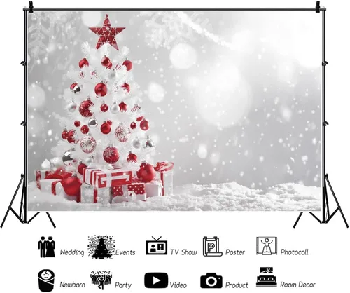 Miniatura 3 de Telón de fondo de Navidad de 5 x 3 pies para sesión de fotos, escena de nieve de invierno, copo de nieve, fondo de país de las maravillas