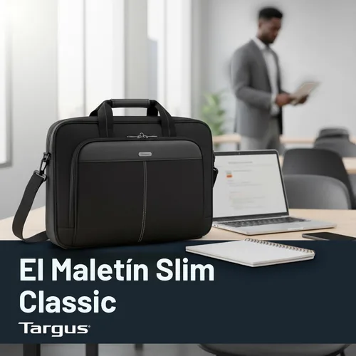 Miniatura 7 de Targus Classic Slim Laptop Bag - Ergonomic Briefcase and Messenger Bag - Spacious Foam Padded for Laptops and Under Negro