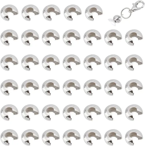 Miniatura 11 de UNICRAFTALE Alrededor de 200 piezas de cuentas de crimpado de 0.228 in, cuentas de engarce abiertas de acero inoxidable para hacer pulseras y joyas