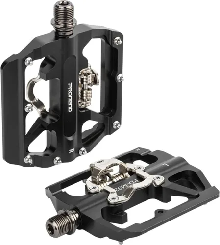 Pedales de bicicleta de montaña Sistema SPD Dual Función CNC Aluminio Bicicletas Ampliar Pedales DU Cojinete Accesorios con tacos para Carretera MTB
