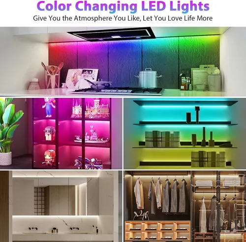 Miniatura 6 de Kit de 6 luces LED para debajo del gabinete, sincronización de música, luces LED que cambian de color con control remoto RF y aplicación, luces