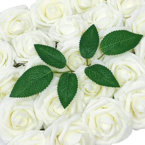 Miniatura 17 de Wrapables® Flor de rosa artificial, flores de tacto real para ramos de boda y centros de mesa, aguamarina