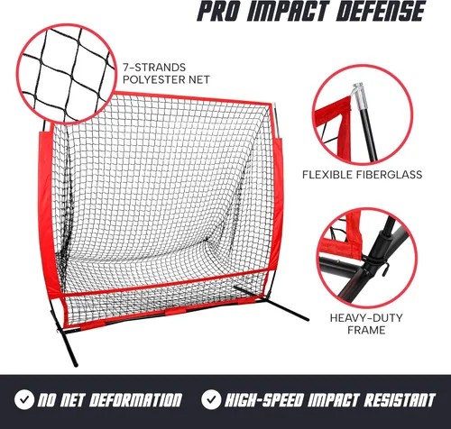 Miniatura 2 de ZENY Red de práctica de béisbol y softbol de 5 x 5 pies / 7 x 7 pies, red de entrenamiento de bateo, captura de lanzamiento, con bolsa