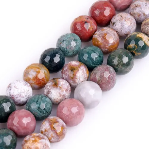 Miniatura 7 de JOE FOREMAN Piedras preciosas naturales de 0.236 in, jaspe oceánico, cuentas sueltas redondas facetadas para hacer joyas, pulseras de 15.0 in