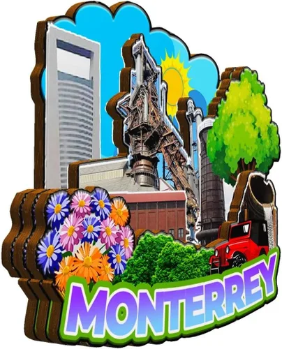 Miniatura 2 de Monterrey - Imán de México para nevera, de madera, 3D, monumentos, coleccionables, recuerdos, decoración hecha a mano, 2005