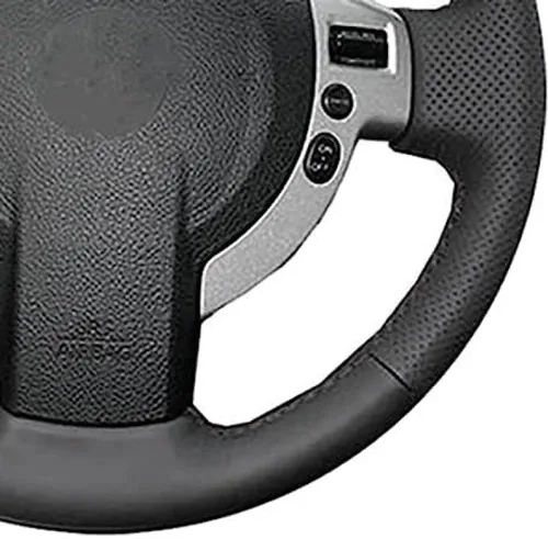 Cubierta de cuero negro del volante del coche para Nissan Qashqai X-Trail NV200 Rogue mano cosida cubierta del volante del coche