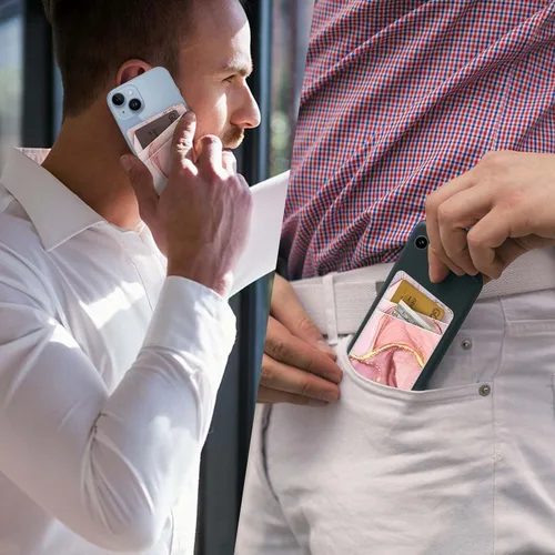 Miniatura 4 de Cartera de cuero para teléfono con tarjetero para teléfono, adhesivo para teléfono con adhesivo, elegante funda para tarjetas de crédito, adecuado
