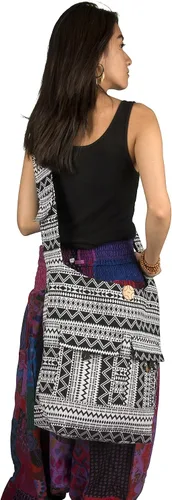 Miniatura 5 de Tribe Azure - Bolso bandolera grande tipo hobo para el hombro, con compartimento, bolsillos funcionales, cremallera, viajes, mercado, manta