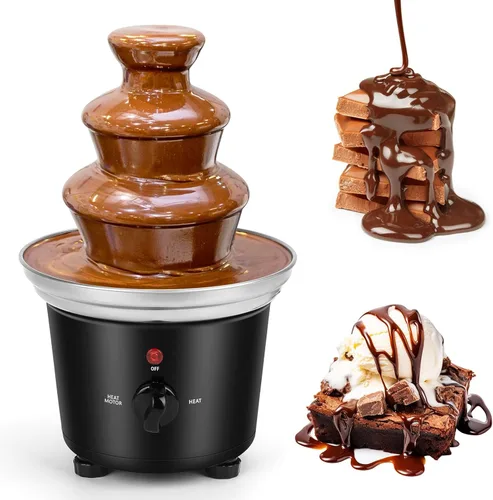 Máquina de fuente de chocolate - Fuente eléctrica de 3 niveles, mini fuente de fondue de chocolate de acero inoxidable para fiestas, queso