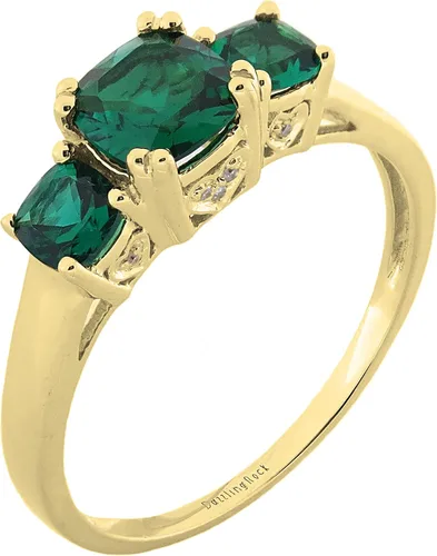 Miniatura 38 de Dazzlingrock Collection Anillo de boda de 3 piedras preciosas creadas en el centro de cojín de 0.04 quilates y diamante blanco natural redondo