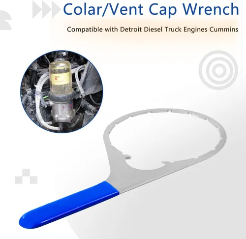 Miniatura 4 de Llave de filtro de combustible con tapa de collar/ventilación de 6 pulgadas para 380134 382 compatible con motores de camiones diesel Detroit, llave