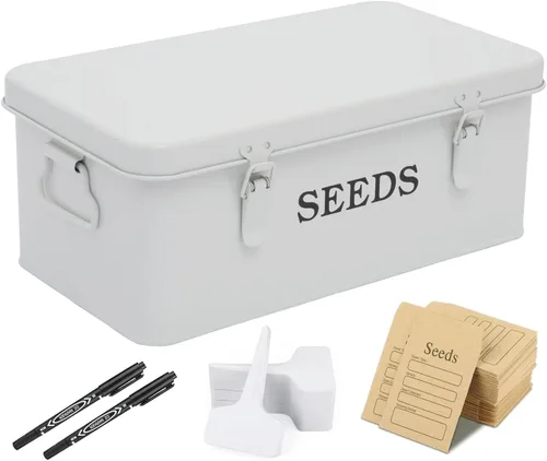 Miniatura 14 de Caja de ahorro de semillas, contenedor de semillas de metal, caja organizadora de almacenamiento de semillas, contenedor de paquetes de semillas