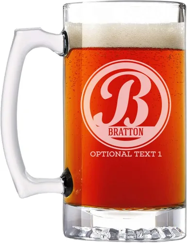 Miniatura 17 de Taza de cerveza de vidrio con monograma grabado personalizado, 34 onzas, Día del Padre, monograma, nombre personalizado, regalos de cerveza Claro