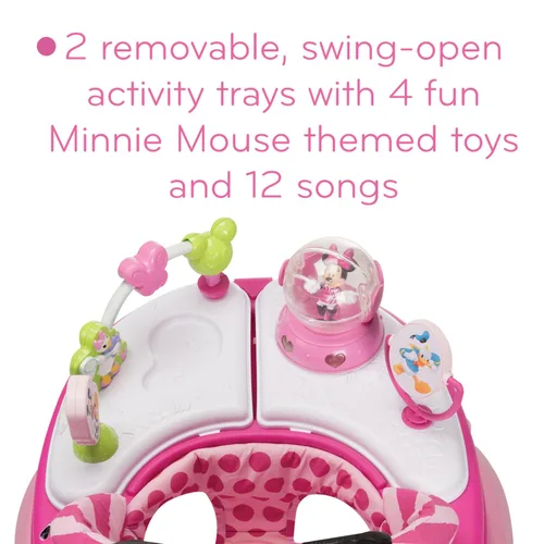 Miniatura 6 de Andadores y centro de actividades para bebés Minnie Mouse de Disney Baby, andador rosa con música y luces de purpurina