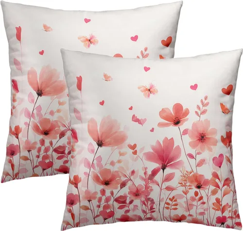 Miniatura 17 de Juego de 2 fundas de cojín decorativas con bandera americana y flores de amapola roja y azul, 16 x 16 pulgadas, fundas cuadradas para sofá, sillón