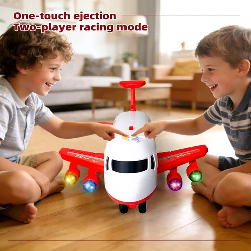 Miniatura 6 de Juguete de avión con pista de carreras plegable de 4 capas, avión de transporte con 6 autos de carreras, luces LED y sonidos, juguetes para niños