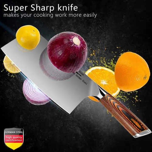 Miniatura 8 de Cuchillo de chef profesional de 8 pulgadas, cuchillo de cocina alemán X50CrMoV15 de acero inoxidable Cuchillo para picar de 7