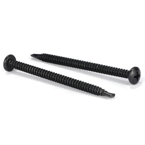 Miniatura 16 de #8 x 1 Tornillos de chapa metálica 100 piezas 410 tornillos Tek de cabeza plana de acero inoxidable Tornillos autorroscantes rápidos Óxido negro por