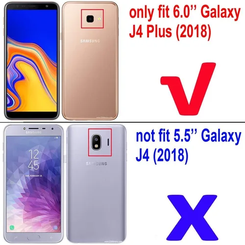 Miniatura 2 de Compatible con Galaxy J4+ (2018), soporte de anillo de metal, a prueba de golpes, parachoques duro (funciona con soporte magnético para automóvil)