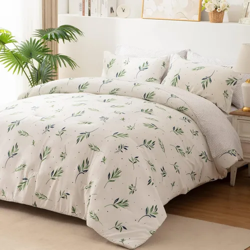 Miniatura 10 de EMME Bed-in-A-Bag - Juego de edredón de 5 piezas para cama Twin de microfibra cepillada y relleno de plumón sintético, suave y cómodo, lavable a 01