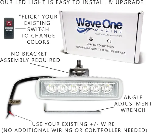 Miniatura 2 de Wave One Marine Luz LED de doble color para esparcidor de barcos, cubierta de luz de inundación, accesorios y soporte inoxidable IP68, impermeable