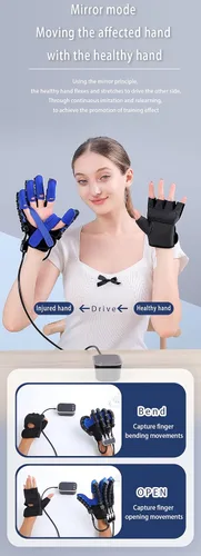 Miniatura 8 de Guantes de robot de rehabilitación de mano izquierda+derecha, equipo de rehabilitación de hemiplejia cerebral, dispositivo de rehabilitación