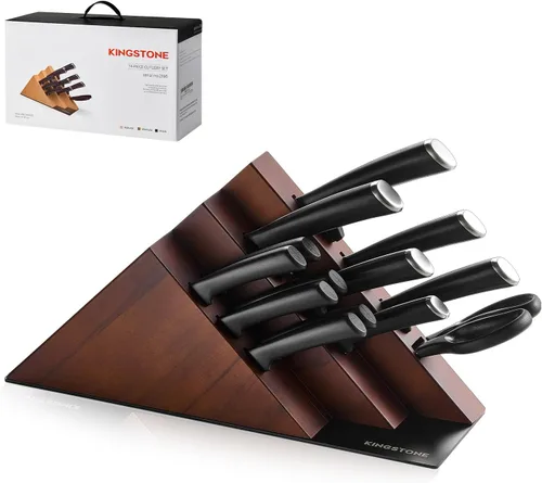 Miniatura 10 de KINGSTONE Juego de 14 cuchillos con portacuchillos, cuchillos de acero inoxidable de alto carbono con filo de precisión y durabilidad prolongada