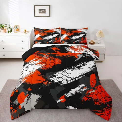Miniatura 26 de Juego de edredón de camuflaje para niños, tamaño individual, para niños y niñas, juego de ropa de cama ligero con estampado de camuflaje militar