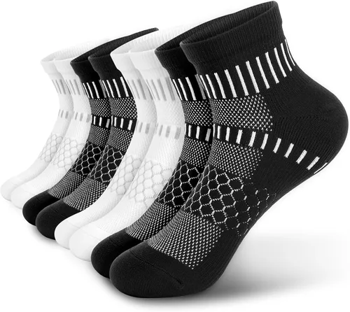 Miniatura 8 de IRAMY Calcetines de compresión de tobillo para hombres y mujeres, acolchados, para correr, atléticos, alivio de la fascitis plantar, 2/4/6 pares