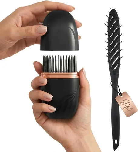 Cepillo alisador de pelo inalámbrico portátil, mini peine inalámbrico para alisar el cabello con batería recargable, cepillo térmico de viaje