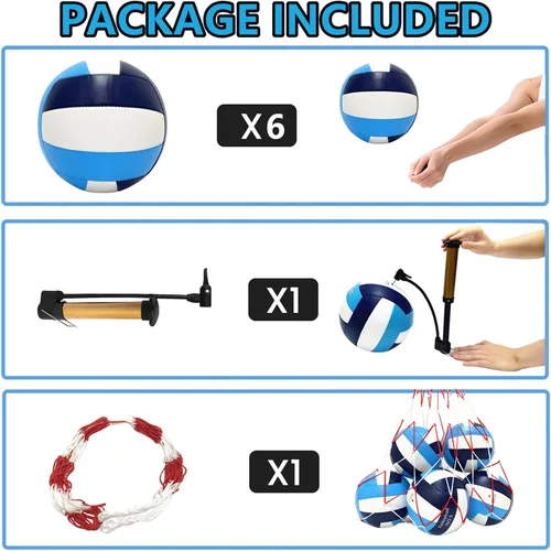 Miniatura 2 de Official Size 5 Volleyball Balls, Waterproof Soft Bulk Recreational Volley Balls with Pump and Net Bag for Beach Pool Sand Training for Beginner