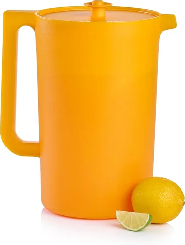 Jarra Tupperware Impressions Classic Sheer de 1 galón con tapa en papaya, apta para lavavajillas y sin BPA, sin derrames, jarra de plástico
