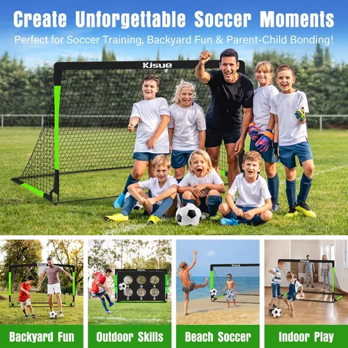 Miniatura 7 de Juego de portería de fútbol infantil para patio trasero – 2 porterías de fútbol de 6 x 4 pies, equipo de entrenamiento, red de fútbol para niños