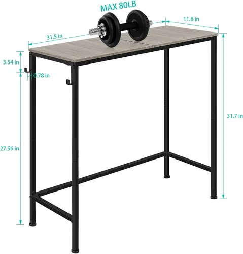 Miniatura 3 de Mesa consola estrecha de granja gris – Mesa pequeña de entrada y pasillo para sala de estar, vestíbulo, dormitorio, oficina