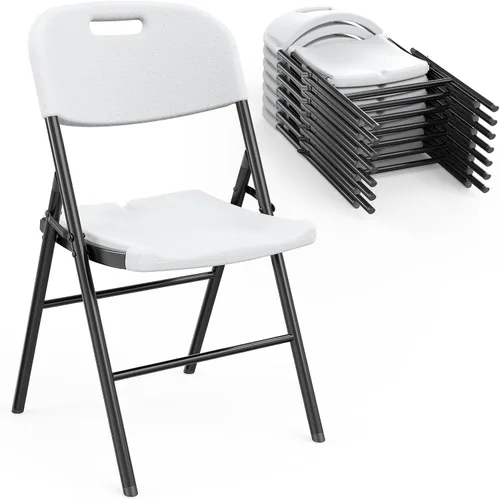 Miniatura 9 de VINGLI Sillas plegables, silla plegable resistente, asiento portátil de plástico HDPE con marco de acero para interiores y exteriores, comedor