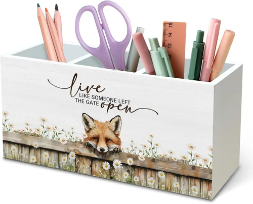 Miniatura 30 de DILSJ Organizador inspirador de 2 compartimentos para lápices, organizador para escritorio, amantes de los pollos regalos para mujeres, Live Like