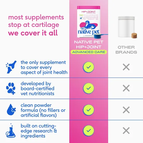 Miniatura 8 de Native Pet Apoyo avanzado para el intestino y la movilidad: suplemento de cadera y articulaciones para perros - Soporta articulaciones, cartílago