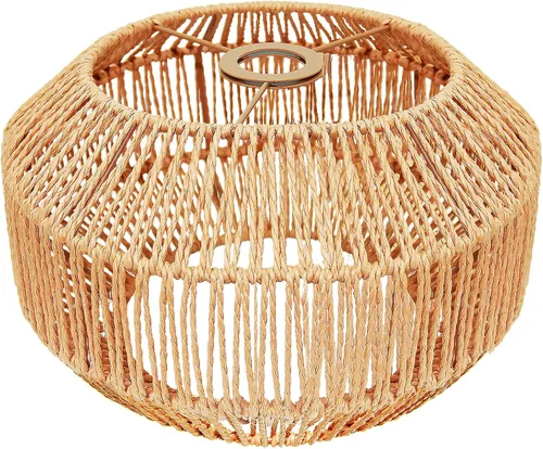 Miniatura 12 de Paquete de 3 pantallas de lámpara de ratán bohemias, pantallas de lámpara colgantes para lámparas de pie, lámparas colgantes de ratán, lámpara