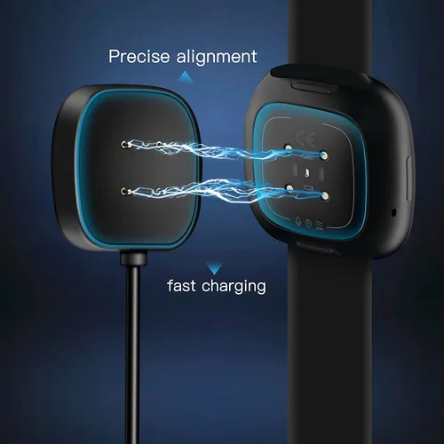 Miniatura 6 de Cable Cargador Compatible con Reloj Inteligente Fitbit Versa 4 / Sense/Versa 3 / Sense 2, Cable Soporte Base Cuna de Carga USB de Repuesto (3.3 pies)
