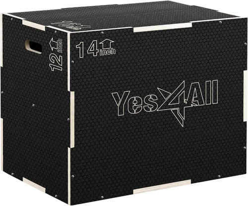 Yes4All Caja Pliométrica de Madera Antideslizante 3 en 1, Caja de Paso para Entrenamiento, Caja de Salto Pliométrica para Saltar, Brincar,