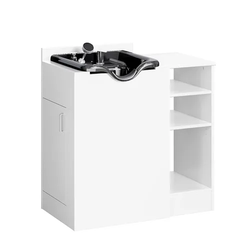 Miniatura 13 de OmySalon Cuenco de champú con gabinete, estación húmeda de salón con pulverizador, gabinete de champú, fregadero portátil para lavado de cabello