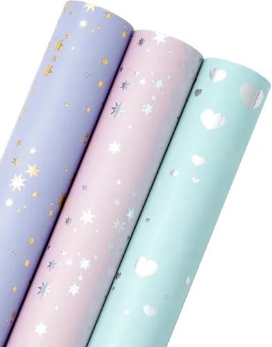 Miniatura 31 de WRAPAHOLIC - Papel de regalo para baby shower con diseño de oso - Rollo mini - 3 rollos - 17 pulgadas x 120 pulgadas - Papel de regalo con lazo