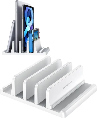 Miniatura 9 de Vaydeer Organizador vertical de 3 ranuras para laptop, soporte de almacenamiento para portátil hecho de plástico ABS de alta calidad, diseño 5 en 1