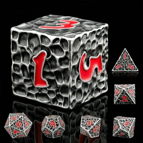 Miniatura 17 de Haxtec - Juego de dados de metal DND, dados poliédricos D&D compatibles con Dungeons and Dragons, regalo TTRPG, dados de metal bronce antiguo