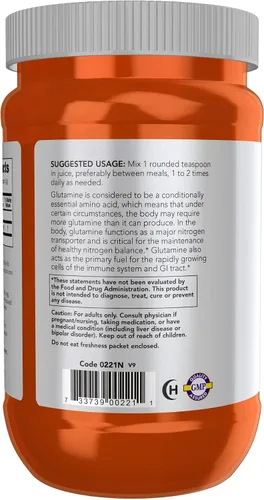 Miniatura 3 de NOW Foods Sports Nutrition, L-glutamina en polvo puro, transportador de nitrógeno*, aminoácido, 1 libra