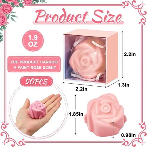 Miniatura 2 de Loopeer 50 piezas de jabón de rosas para boda, despedida de soltera, mini jabón perfumado en forma de flor, regalo de invitados a granel con caja