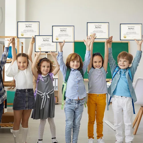 Miniatura 6 de Kosiz Juego de 300 soportes para certificados de lino, 100 papeles de certificado de lámina dorada, 100 soportes de diploma de lino de una sola cara